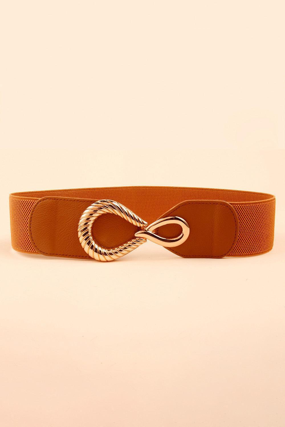 Trendy Touch Ribbed Alloy Buckle Waist Elastic Belt - MXSTUDIO.COM