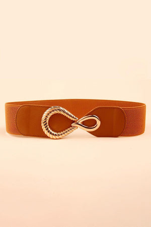 Trendy Touch Ribbed Alloy Buckle Waist Elastic Belt - MXSTUDIO.COM