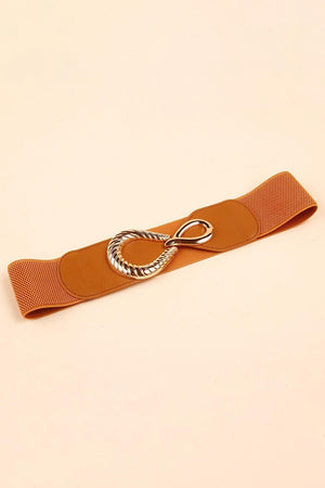 Trendy Touch Ribbed Alloy Buckle Waist Elastic Belt - MXSTUDIO.COM