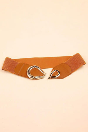 Trendy Touch Ribbed Alloy Buckle Waist Elastic Belt - MXSTUDIO.COM