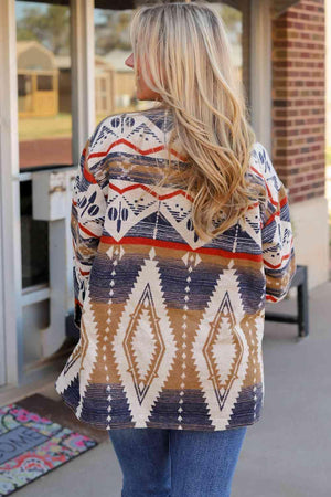 Tribal Style Geometric Shirt Jacket - MXSTUDIO.COM