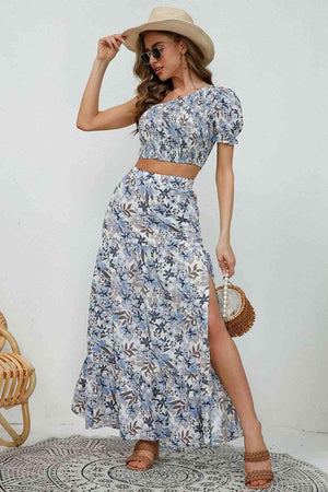 Tropic Sweetie Floral Maxi Skirt And Crop Top Set - MXSTUDIO.COM