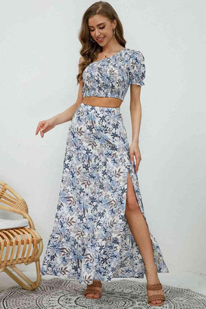 Tropic Sweetie Floral Maxi Skirt And Crop Top Set - MXSTUDIO.COM