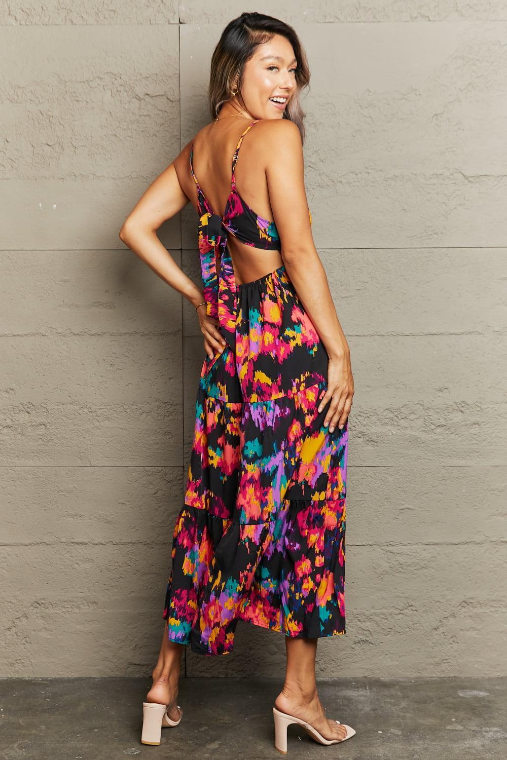 Tropical Babe Cutout Spaghetti Strap Midi Dress - MXSTUDIO.COM
