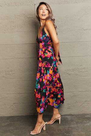 Tropical Babe Cutout Spaghetti Strap Midi Dress - MXSTUDIO.COM