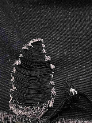 Tunic Raw Hem Distressed Denim Jacket - MXSTUDIO.COM