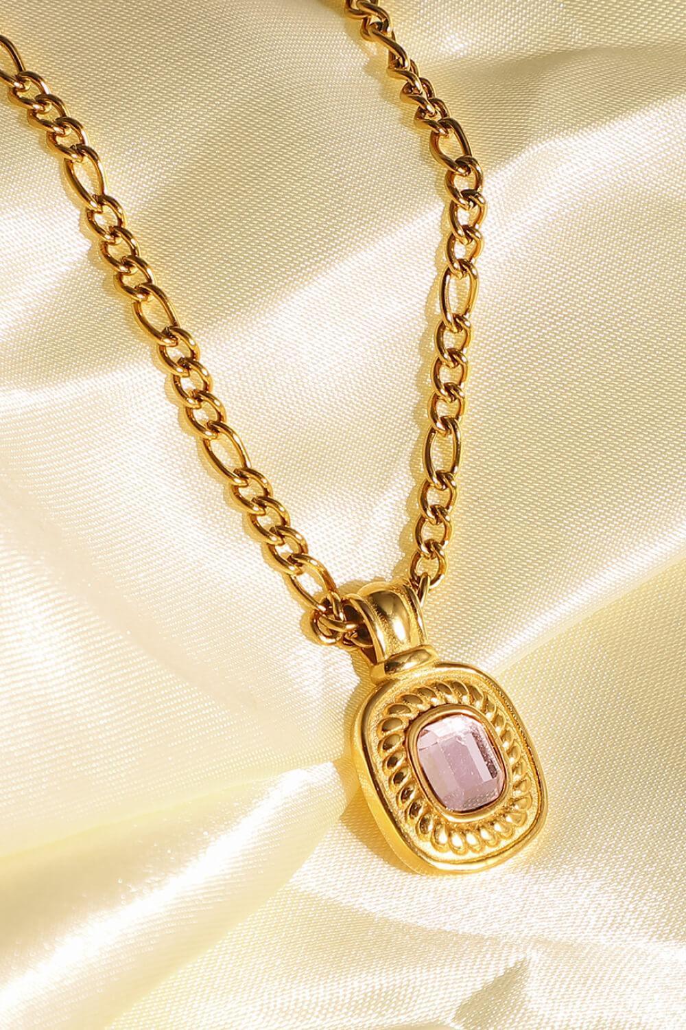 Twinkly Rhinestone Pendant Gold Plated Chain Necklace - MXSTUDIO.COM