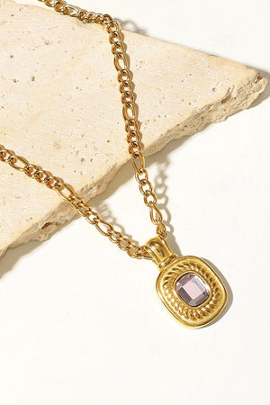 Twinkly Rhinestone Pendant Gold Plated Chain Necklace - MXSTUDIO.COM