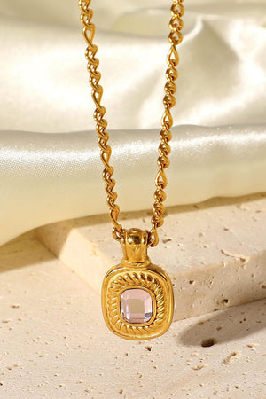 Twinkly Rhinestone Pendant Gold Plated Chain Necklace - MXSTUDIO.COM