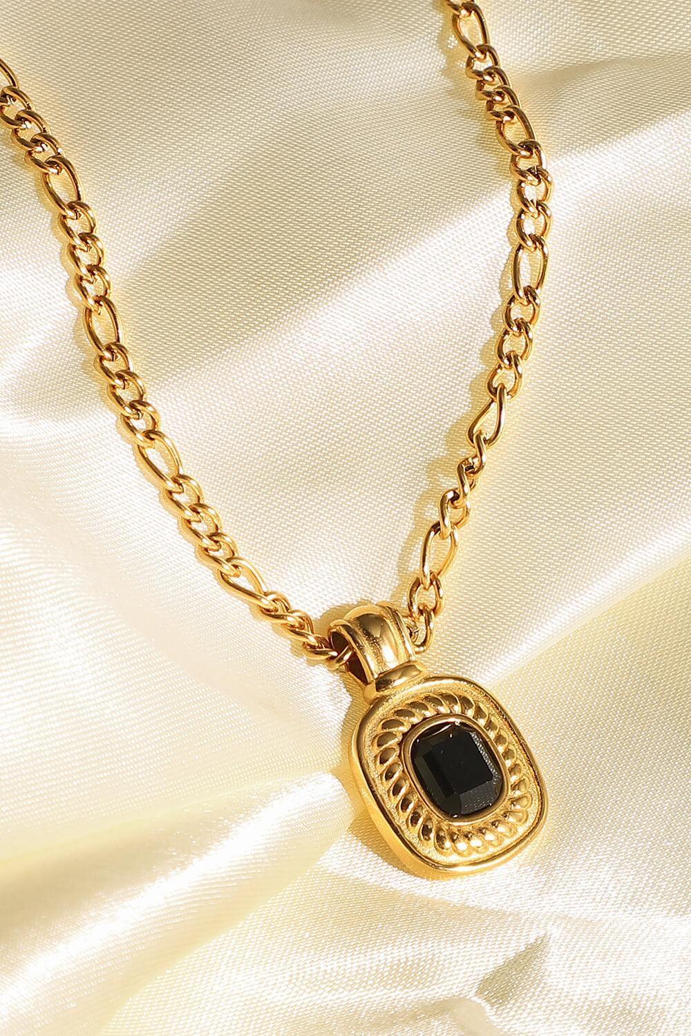 Twinkly Rhinestone Pendant Gold Plated Chain Necklace - MXSTUDIO.COM