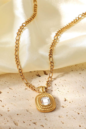 Twinkly Rhinestone Pendant Gold Plated Chain Necklace - MXSTUDIO.COM