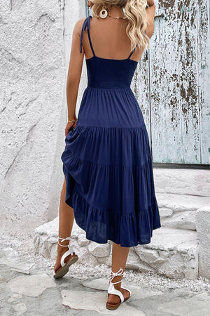 Twirl Baby Tie-Shoulder Tiered Midi Dress - MXSTUDIO.COM
