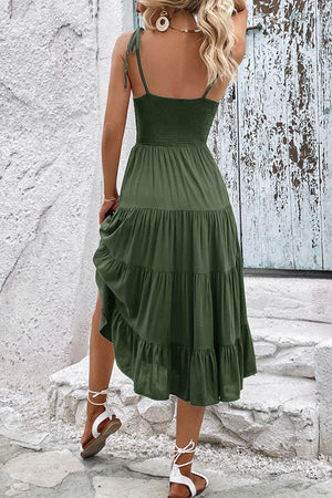 Twirl Baby Tie-Shoulder Tiered Midi Dress - MXSTUDIO.COM