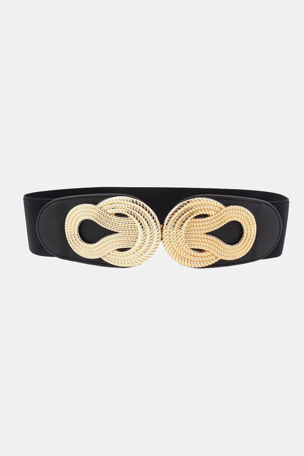 Twisted Elegance Alloy Buckle Wide Stretch Belt - MXSTUDIO.COM