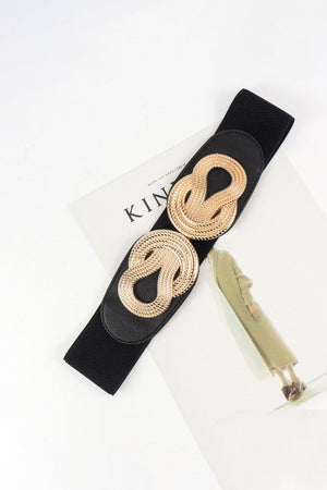 Twisted Elegance Alloy Buckle Wide Stretch Belt - MXSTUDIO.COM