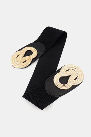 Twisted Elegance Alloy Buckle Wide Stretch Belt - MXSTUDIO.COM