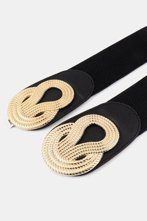 Twisted Elegance Alloy Buckle Wide Stretch Belt - MXSTUDIO.COM