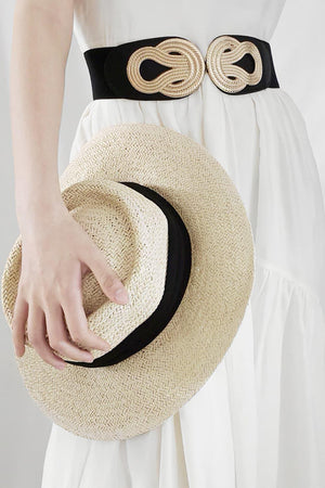 Twisted Elegance Alloy Buckle Wide Stretch Belt - MXSTUDIO.COM