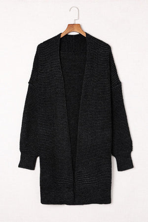 Two-Tone Heathered Open Front Longline Cardigan - MXSTUDIO.COM