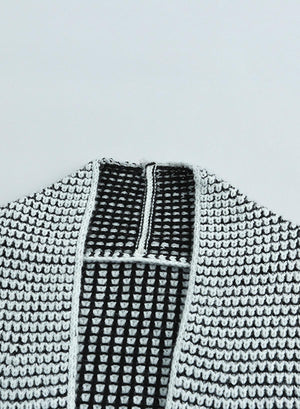 Two-Tone Heathered Open Front Longline Cardigan - MXSTUDIO.COM