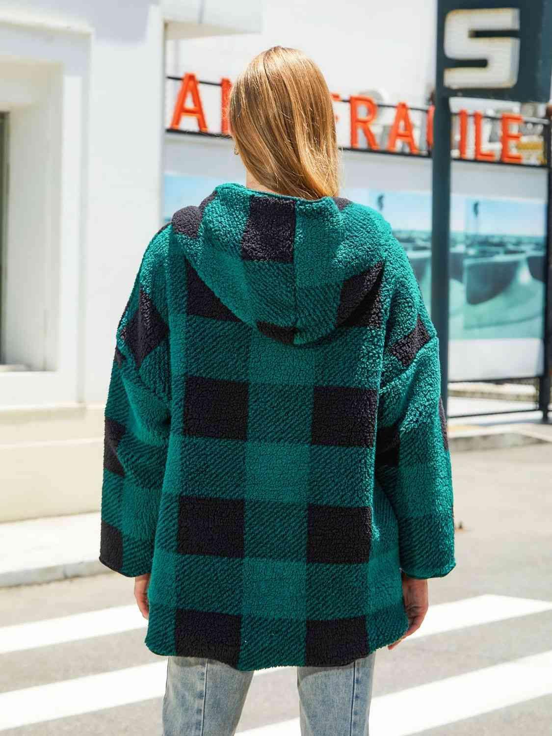 Two Way Plaid Hooded Reversible Jacket - MXSTUDIO.COM
