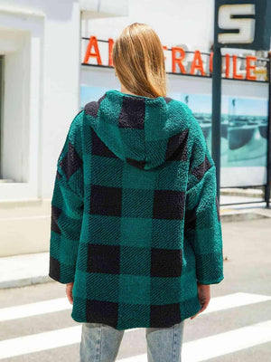 Two Way Plaid Hooded Reversible Jacket - MXSTUDIO.COM