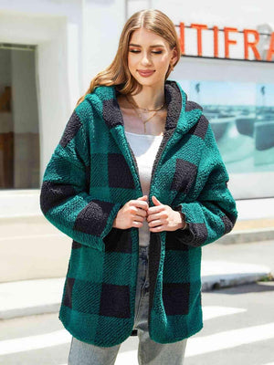 Two Way Plaid Hooded Reversible Jacket - MXSTUDIO.COM