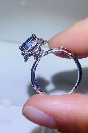 Ultimate Shine Sterling Silver 2 Carat Blue Moissanite Ring - MXSTUDIO.COM
