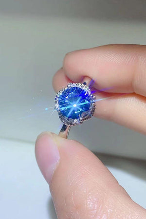 Ultimate Shine Sterling Silver 2 Carat Blue Moissanite Ring - MXSTUDIO.COM