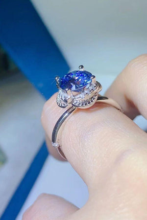 Ultimate Shine Sterling Silver 2 Carat Blue Moissanite Ring - MXSTUDIO.COM