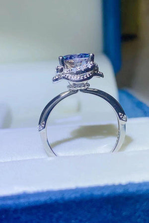 Ultimate Shine Sterling Silver 2 Carat Blue Moissanite Ring - MXSTUDIO.COM