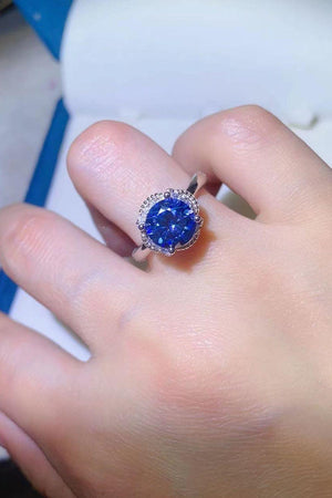Ultimate Shine Sterling Silver 2 Carat Blue Moissanite Ring - MXSTUDIO.COM