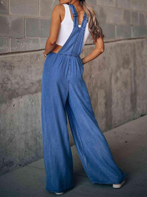 Ultra Wide Leg Denim Overalls - MXSTUDIO.COM