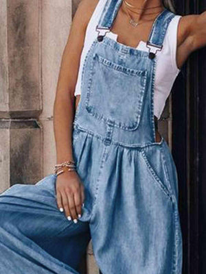 Ultra Wide Leg Denim Overalls - MXSTUDIO.COM