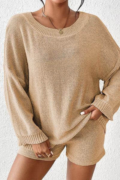 Unbeatable Comfort Knit Sweater and Shorts Set-MXSTUDIO.COM