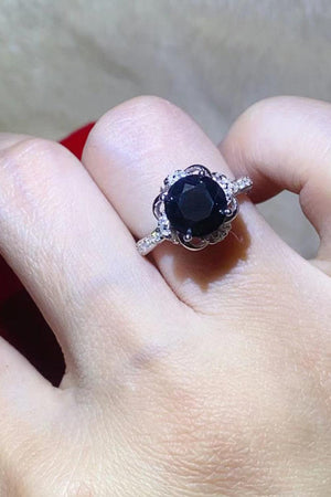 Unblemished Floral Detail 2 Carat Black Moissanite Ring - MXSTUDIO.COM