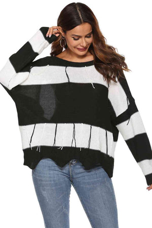 Unbothered By The Cold Striped Backless Sweater - MXSTUDIO.COM