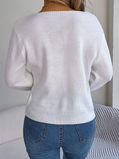 Underrated Chic Cable Knit Square Neck Sweater-MXSTUDIO.COM