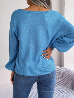 Underrated Chic Cable Knit Square Neck Sweater-MXSTUDIO.COM