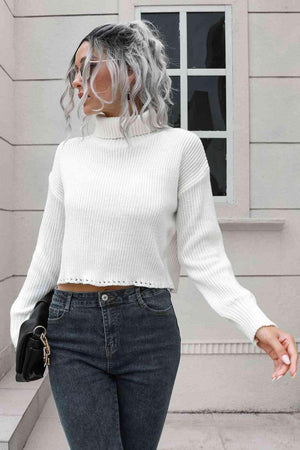 Unfazed By Cold Cropped Turtleneck Sweater - MXSTUDIO.COM