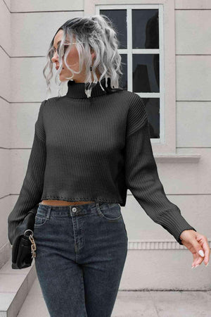 Unfazed By Cold Cropped Turtleneck Sweater - MXSTUDIO.COM