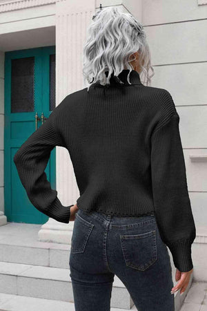 Unfazed By Cold Cropped Turtleneck Sweater - MXSTUDIO.COM