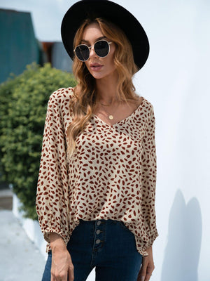 Unfiltered Me Long Sleeve V Neck Blouse - MXSTUDIO.COM