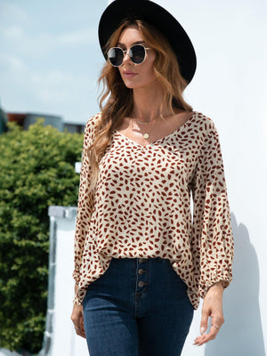 Unfiltered Me Long Sleeve V Neck Blouse - MXSTUDIO.COM