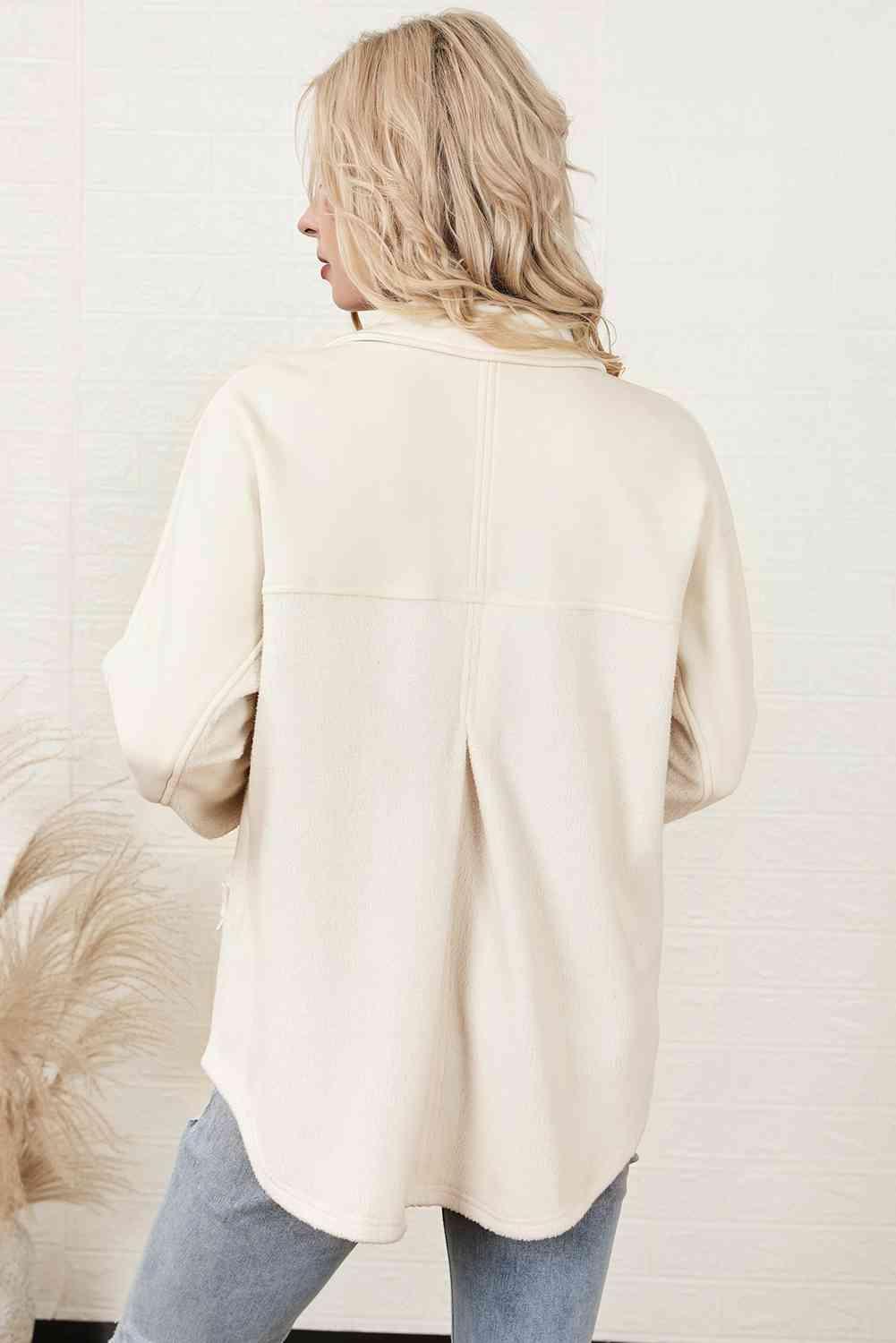 Unfussy Button Down White Shirt Jacket - MXSTUDIO.COM