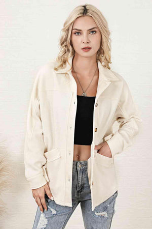 Unfussy Button Down White Shirt Jacket - MXSTUDIO.COM