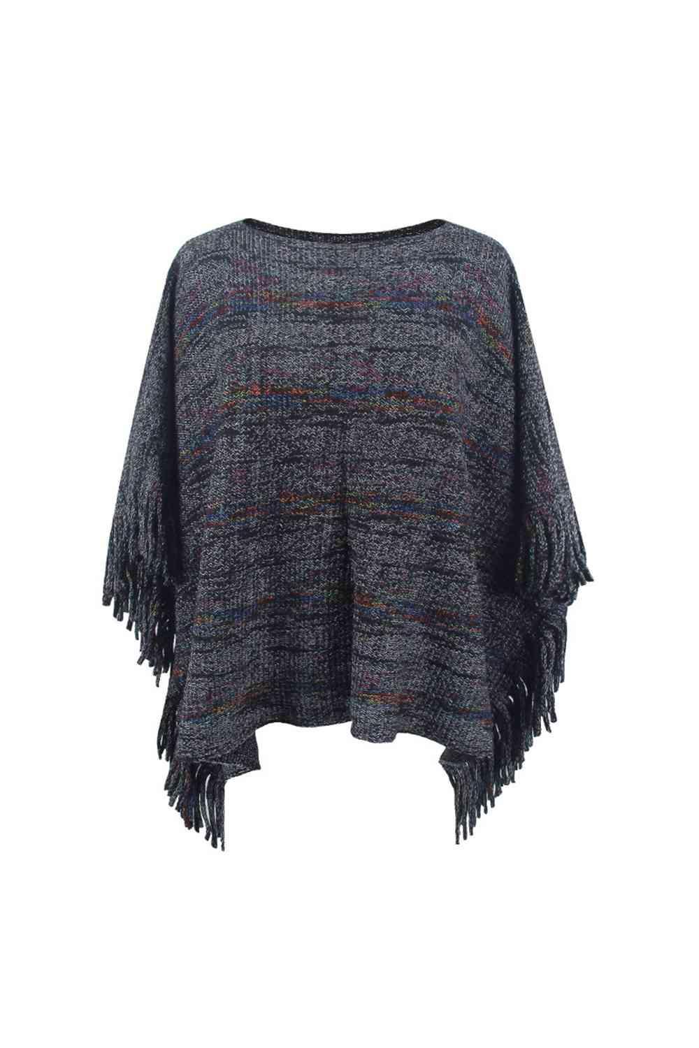 Unique Warmth Half Cloak Sleeve Fringe Poncho - MXSTUDIO.COM