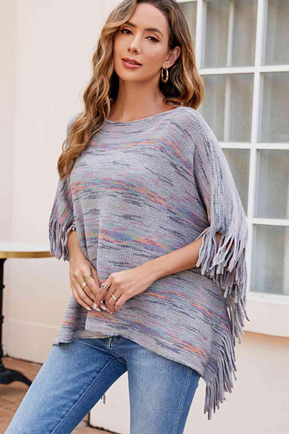 Unique Warmth Half Cloak Sleeve Fringe Poncho - MXSTUDIO.COM
