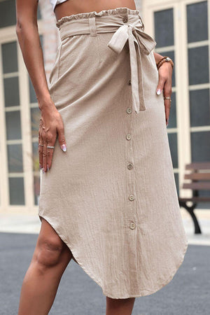 Uniquely Beautiful Tie Belt Curved Hem Skirt - MXSTUDIO.COM