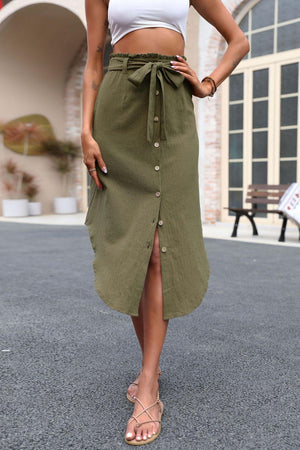 Uniquely Beautiful Tie Belt Curved Hem Skirt - MXSTUDIO.COM